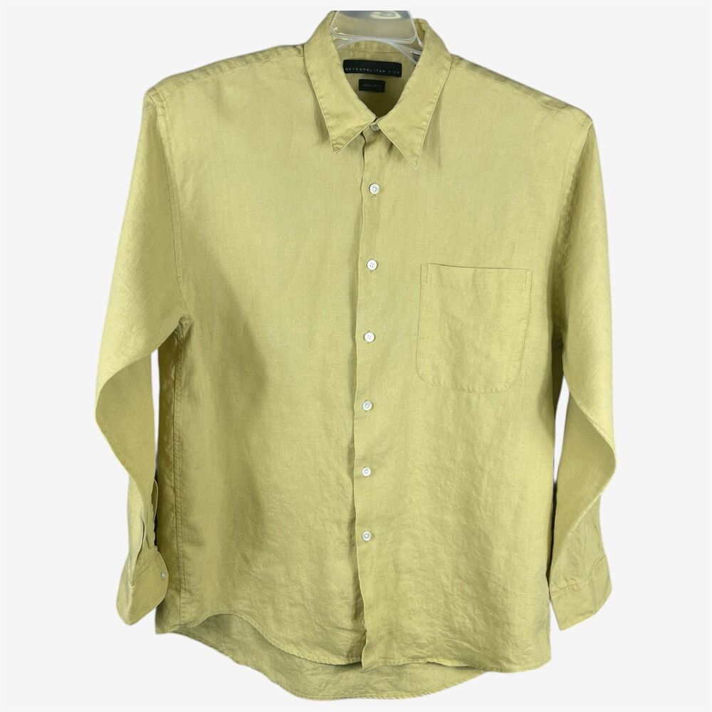 Metropolitan View Men's Large Wasabi Green Irish Linen Button Down Shirt
